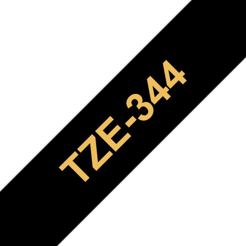 TZe-344 - Standard-Klebstoff - gold auf schwarz - Rolle (1,8 cm x 8 m)