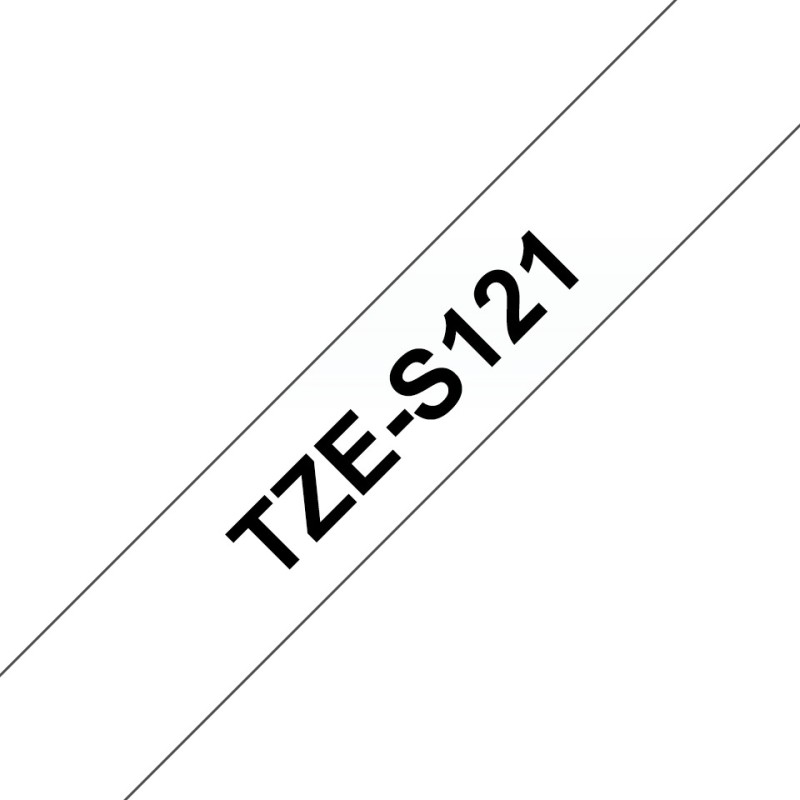 TZe-S121 - Extra starker Klebstoff - schwarz auf durchsichtig - Rolle (0,9 cm...