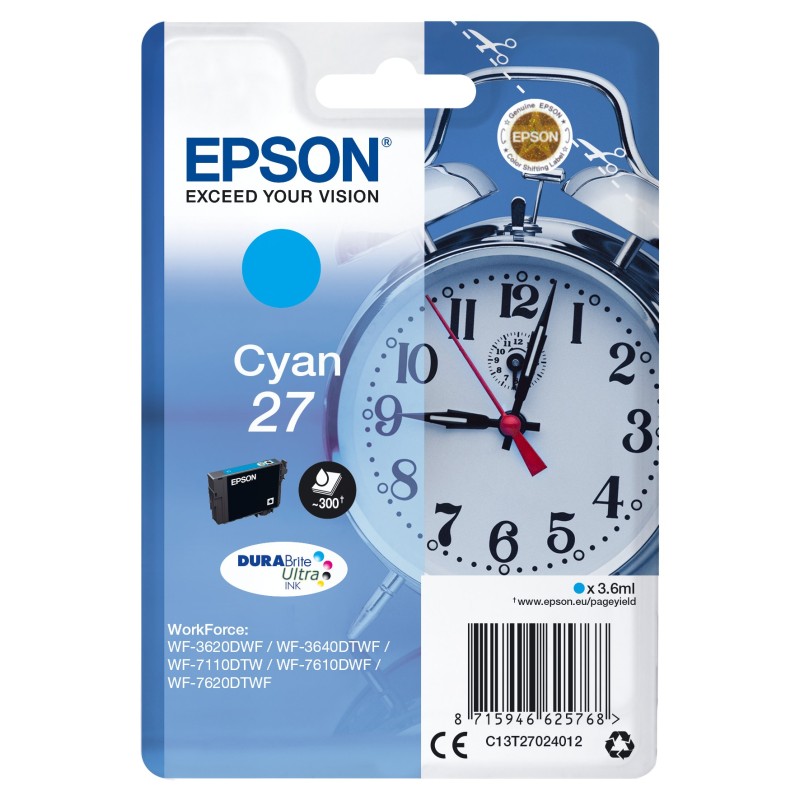 Epson Alarm clock C13T27024012 ink cartridge 1 pc(s) Original Standard Yield Cyan