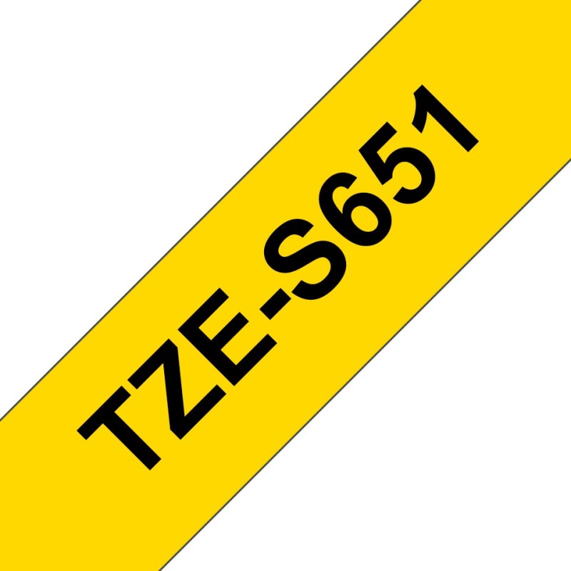 TZe-S651 - Extra starker Klebstoff - Schwarz auf Gelb - Rolle (2,4 cm x 8 m)