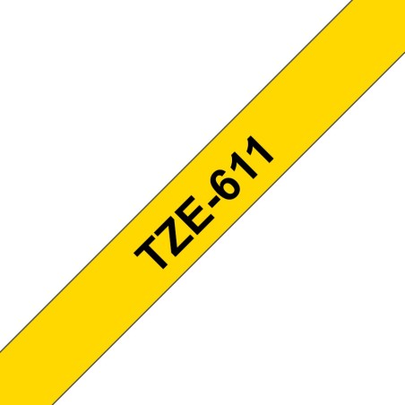 Brother TZE-611 nastro per etichettatrice Nero su giallo