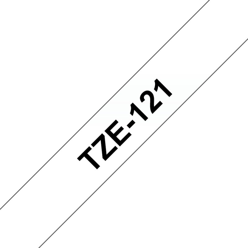 TZe-121 - Selbstklebend - schwarz auf durchsichtig - Rolle (0,9 cm x 8 m)