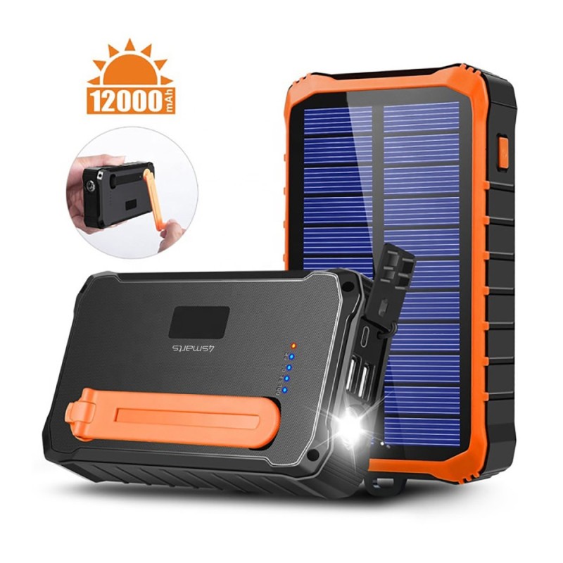 4smarts Solar Powerbank Prepper 12000mAh schwarz/ orange 456633