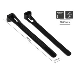 Alcasa KAB-R15S72 fascetta Releasable cable tie Nylon Nero 100 pz