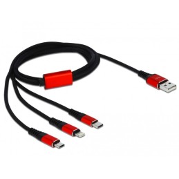 DeLOCK 85892 cavo USB 1 m USB 2.0 USB A USB C Micro-USB B Lightning Nero, Rosso