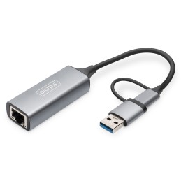 Digitus Adattatore Gigabit Ethernet USB Type-C™ 2.5G, USB-C™ + USB A (USB3.1 3.0)