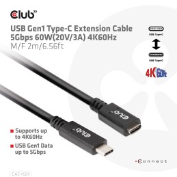 CLUB3D CAC-1529 cavo USB 2 m USB 3.2 Gen 1 (3.1 Gen 1) USB C Nero