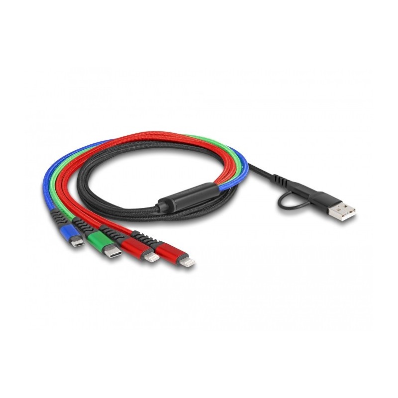 DeLOCK 87884 cavo USB 1,2 m USB 2.0 USB A USB C 2 x Lightning   Micro USB-B   USB C Nero, Blu, Verde, Rosso