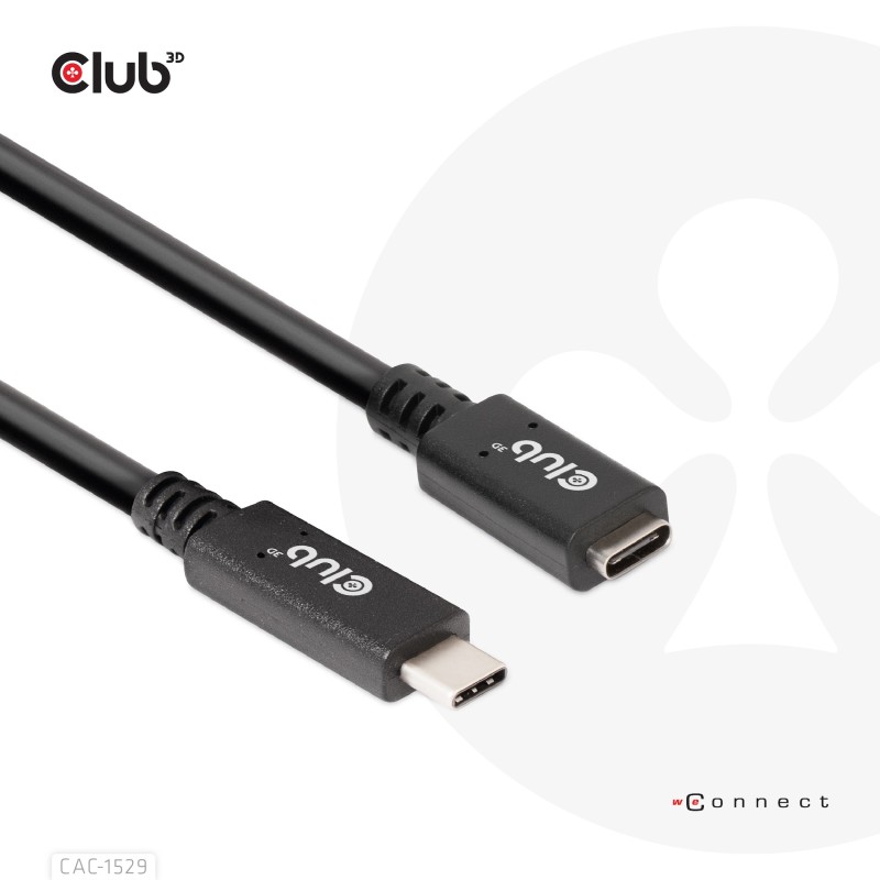 Club 3D USB-Typ-C Gen1 Verlängerungskabel 5Gbps 60W(20V/3A) 4K60Hz St./B 1m