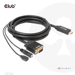 CLUB3D CAC-1712 cavo e adattatore video 2 m VGA (D-Sub) + 3.5mm HDMI + Micro-USB Nero