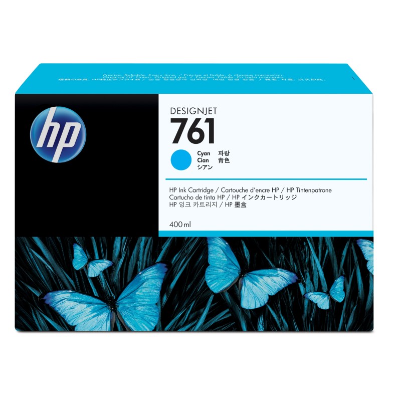 HP 761 400-ml Cyan DesignJet Ink Cartridge