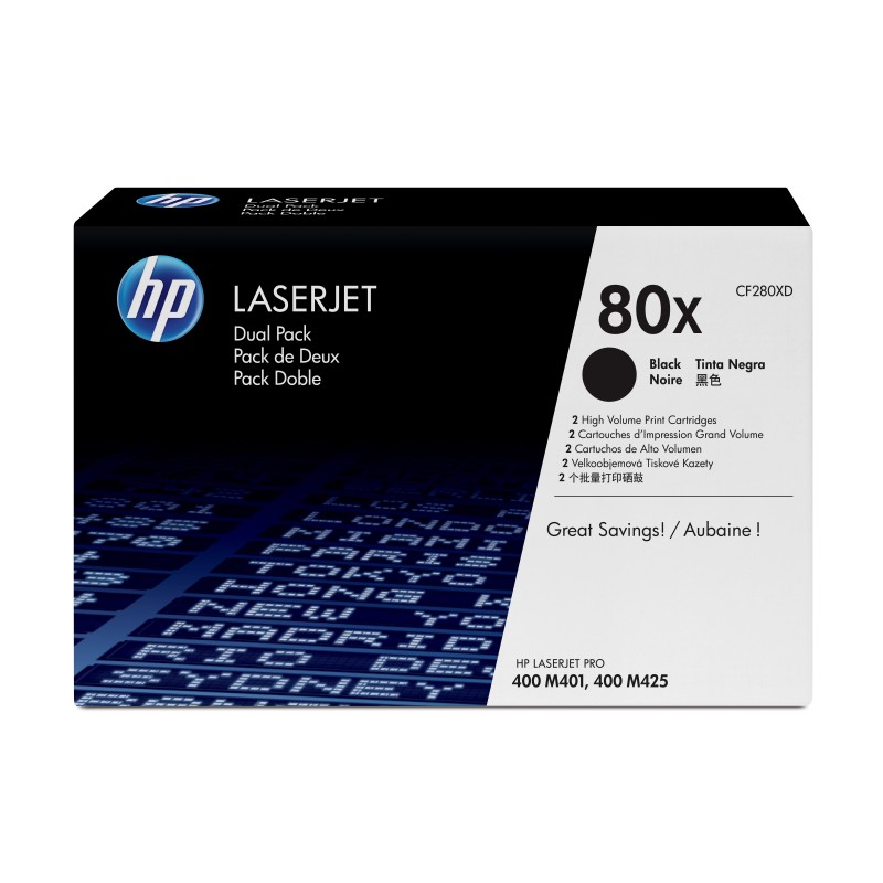 80x - 2er-Pack - Hohe Ergiebigkeit - Schwarz - Original - LaserJet - Tonerpat...