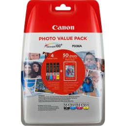 Canon Confezione multipla cartucce d'inchiostro CLI-551 BK C M Y + carta fotografica