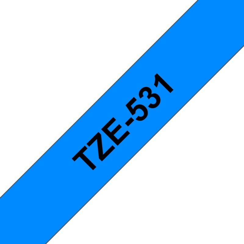 TZe-531 - Schwarz auf Blau - Rolle (1,2 cm x 8 m)