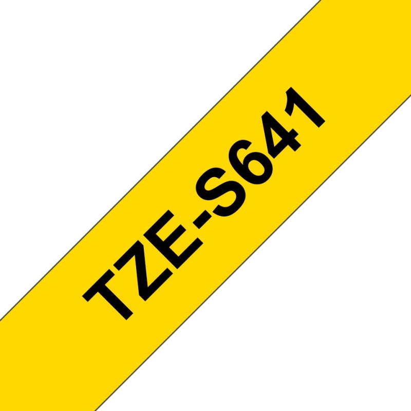 TZe-S641 - Stark klebend - Schwarz auf Gelb - Rolle (1,8 cm x 8 m)