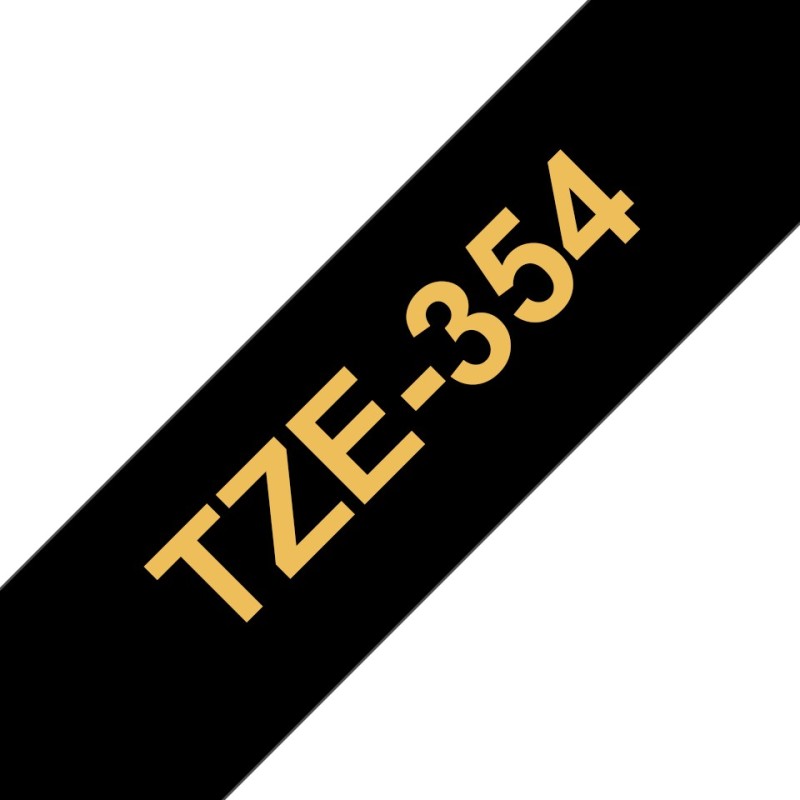 TZe-354 - Selbstklebend - gold auf schwarz - Rolle (2,4 cm x 8 m)