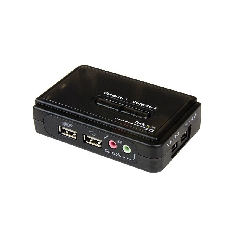 2 Port USB KVM Switch Kit mit Audio und Kabeln