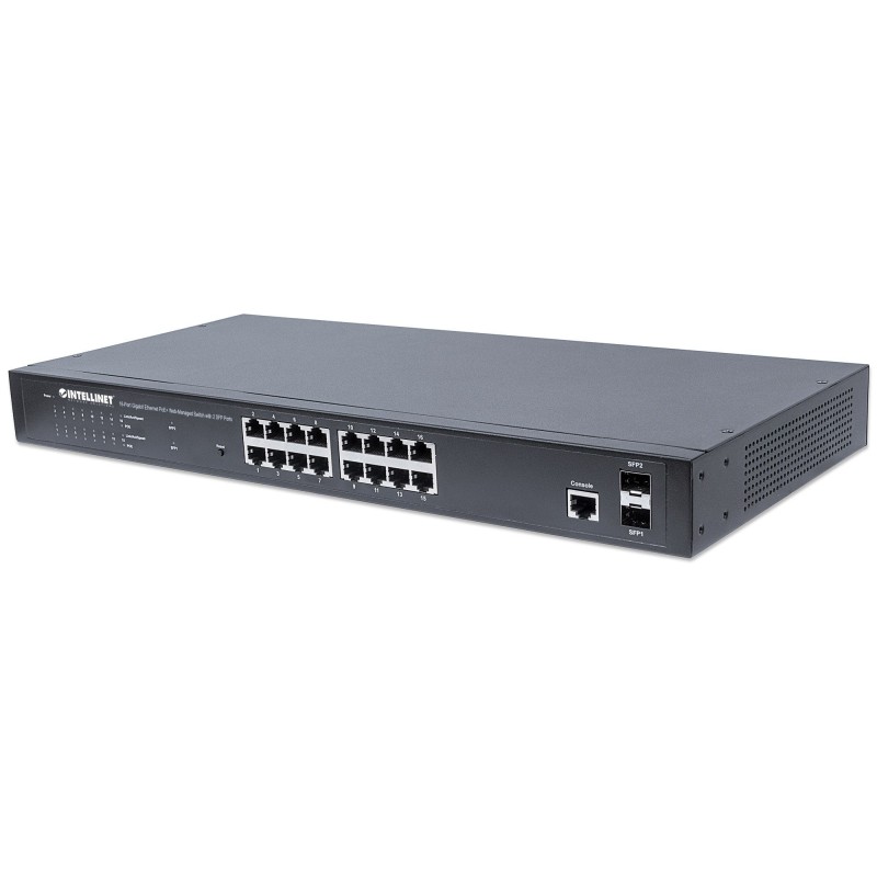 16-Port Gigabit Ethernet PoE+ Web-Managed Switch mit 2 SFP-Ports, IEEE 802.3a...