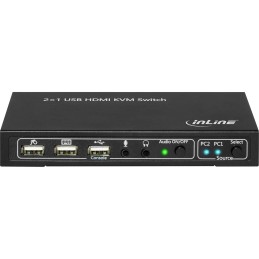 InLine KVM Desktop Switch, 2-porte, HDMI 4K2K, USB 2.0 Hub, con Audio