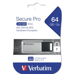 Verbatim Secure Pro - Memoria USB 3.0 da 64 GB - Argento