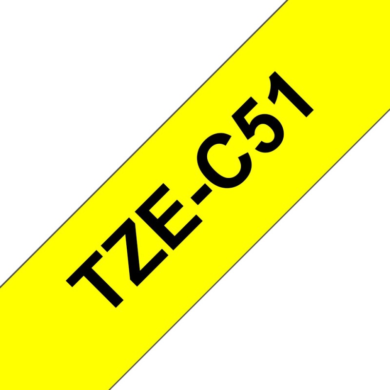 Brother TZE-C51 nastro per etichettatrice Nero su giallo fluorescente