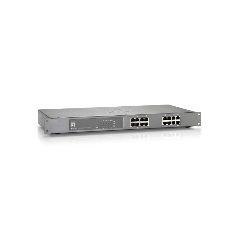 LevelOne GEP-1622 network switch Unmanaged Gigabit Ethernet (10/100/1000) Power over Ethernet (PoE) Gray