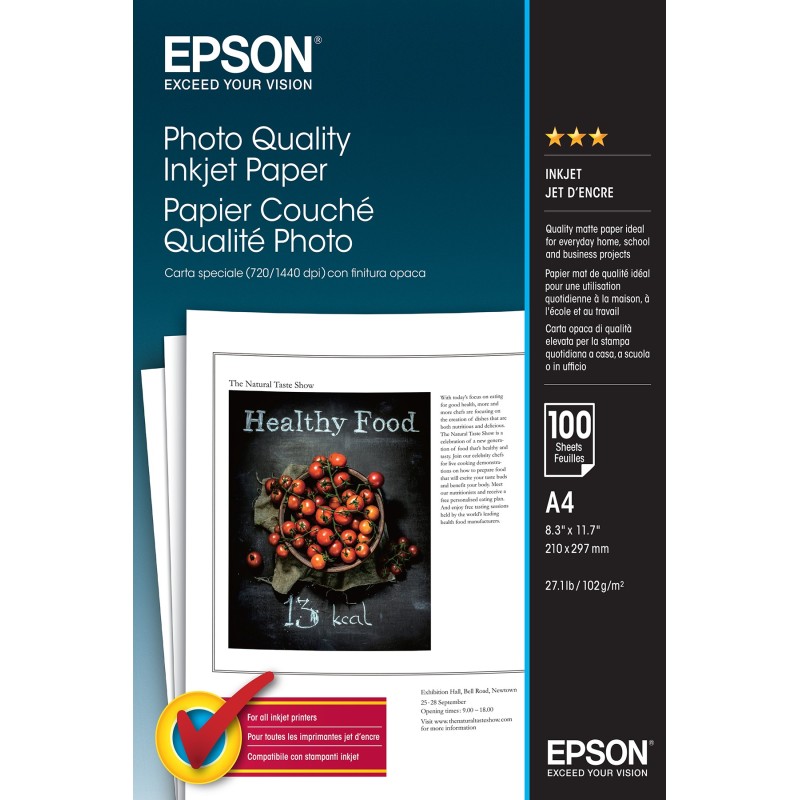 Epson Photo Quality , DIN A4, 102g/m² photo paper White Matte