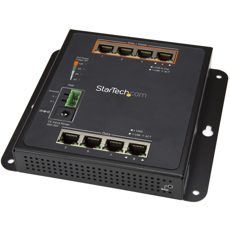 StarTech.com IES81GPOEW network switch Managed L2 Gigabit Ethernet (10/100/1000) Power over Ethernet (PoE) Black