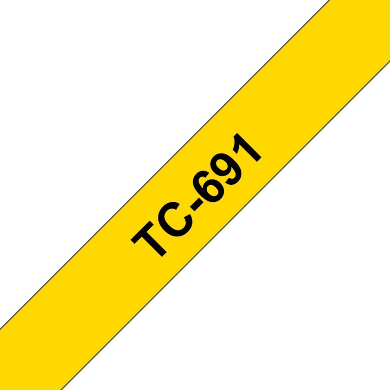 Brother TC-691 label-making tape Black on yellow