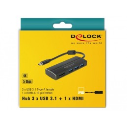 DeLOCK 63931 replicatore di porte e docking station per laptop USB 3.2 Gen 1 (3.1 Gen 1) Type-C Nero