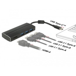 DeLOCK 63931 replicatore di porte e docking station per laptop USB 3.2 Gen 1 (3.1 Gen 1) Type-C Nero