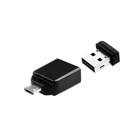 Verbatim Nano - Memoria USB da 16 GB con Adattatore Micro USB - Nero