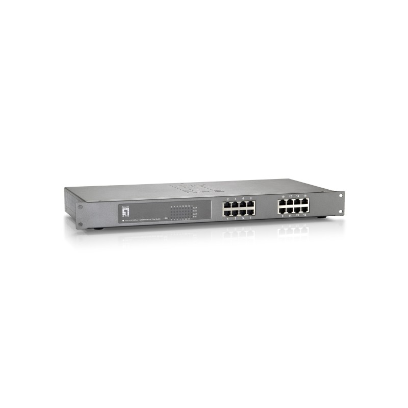 LevelOne FEP-1612 network switch Unmanaged Fast Ethernet (10/100) Power over Ethernet (PoE) Gray