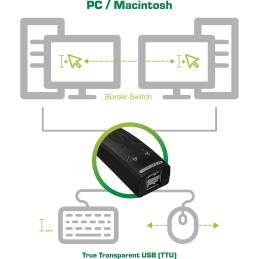 InLine KM Switch, 2 porte, USB, Condivisione tastiera&mouse, True Transparent