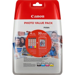 Canon Confezione multipla cartucce d'inchiostro a resa elevata CLI-571 XL BK C M Y + carta fotografica
