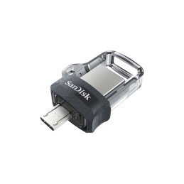 SanDisk Ultra Dual m3.0 unità flash USB 32 GB USB Type-A   Micro-USB 3.2 Gen 1 (3.1 Gen 1) Nero, Argento, Trasparente