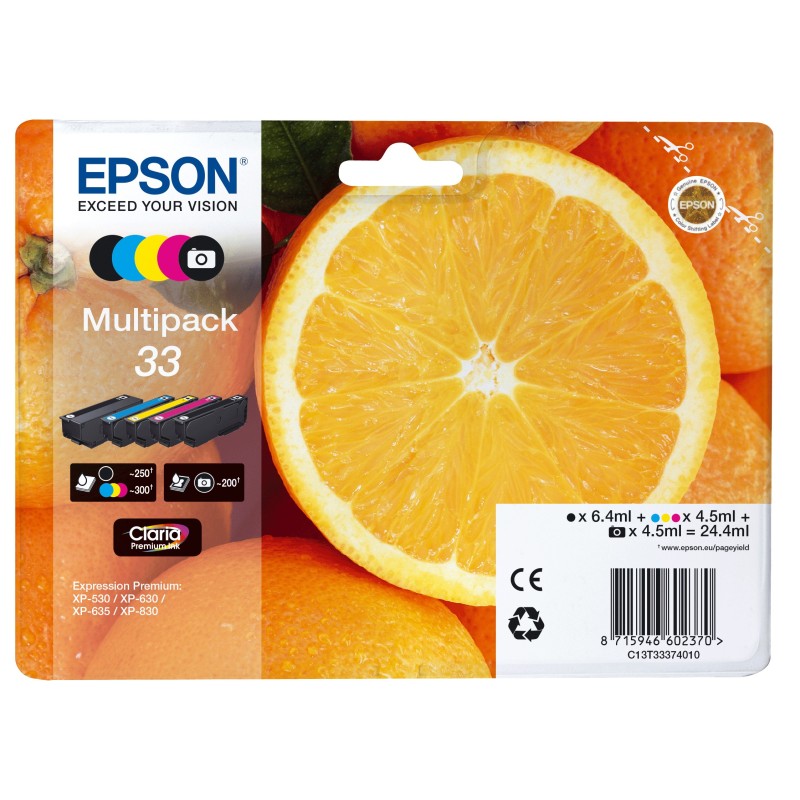 Epson Oranges C13T33374011 ink cartridge 1 pc(s) Original Standard Yield Black, Photo black, Cyan, Magenta, Yellow