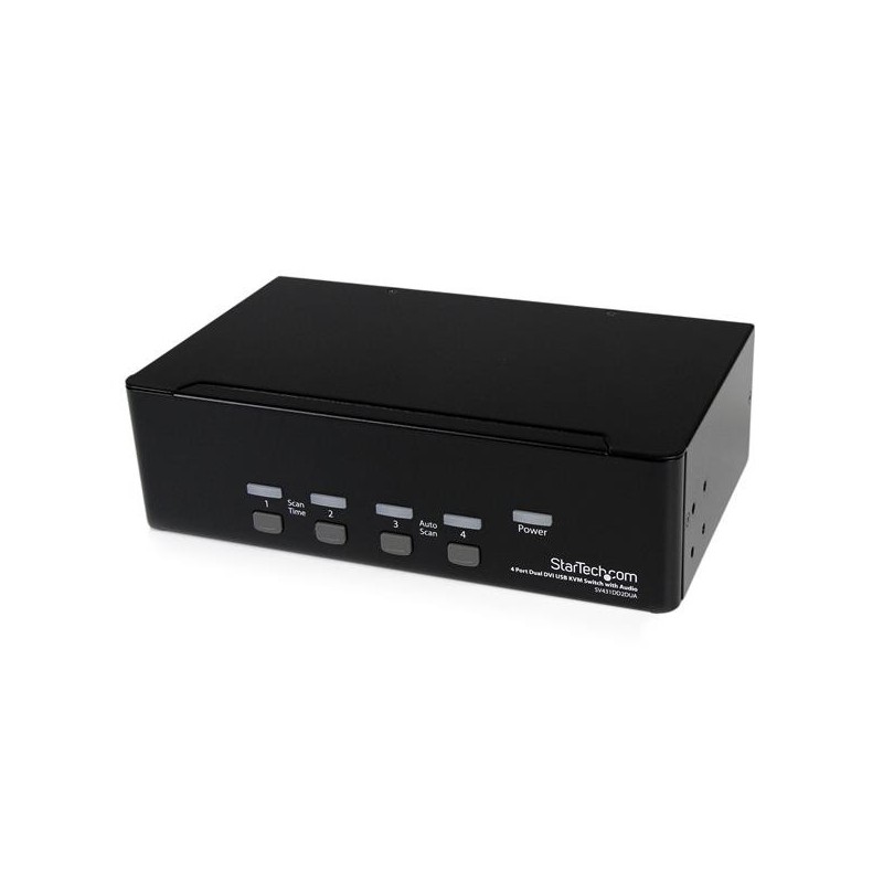 4 Port Dual DVI USB KVM Switch/ Umschalter mit Audio und USB 2.0 Hub