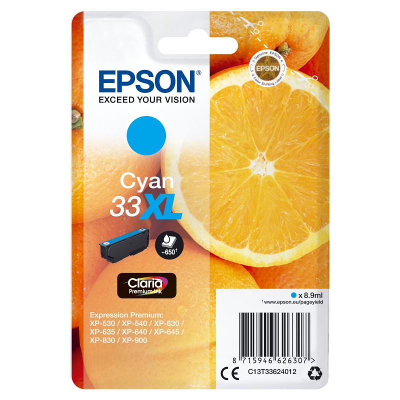 Epson Oranges C13T33624012 ink cartridge 1 pc(s) Original High (XL) Yield Cyan