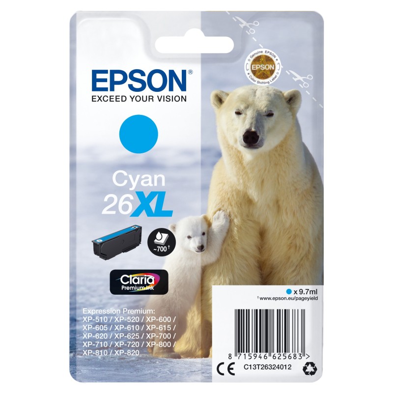 Epson Polar bear C13T26324012 ink cartridge 1 pc(s) Original High (XL) Yield Cyan