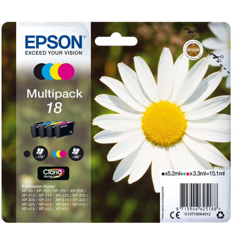 Epson Daisy C13T18064012 ink cartridge 1 pc(s) Original Standard Yield Black, Cyan, Magenta, Yellow