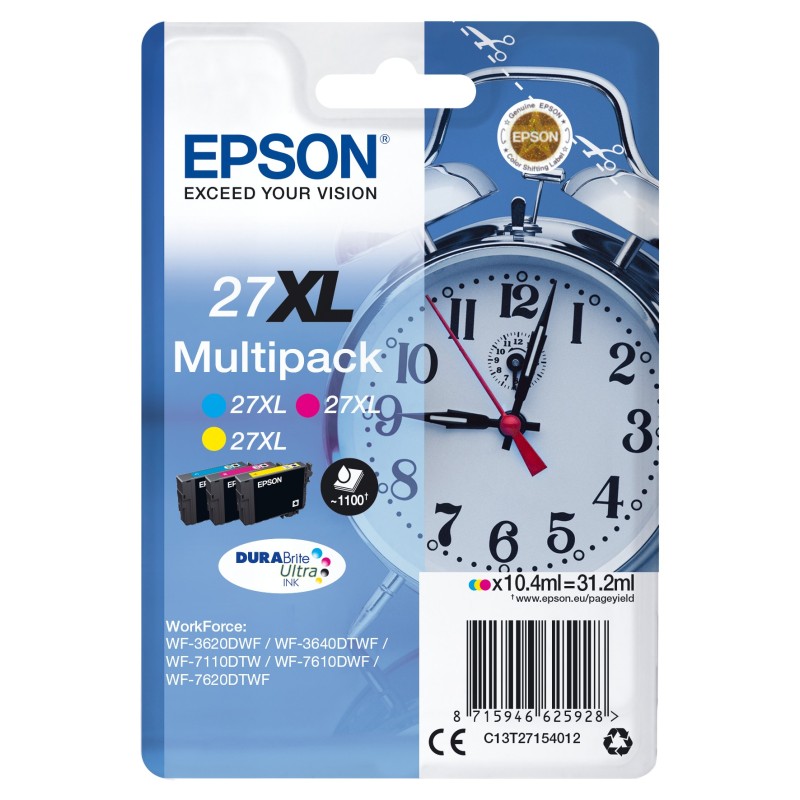 Epson Alarm clock C13T27154022 ink cartridge 1 pc(s) Original High (XL) Yield Cyan, Magenta, Yellow