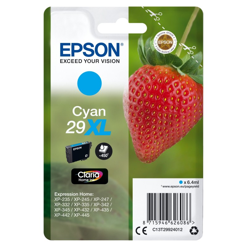 Epson Strawberry C13T29924012 ink cartridge 1 pc(s) Original High (XL) Yield Cyan