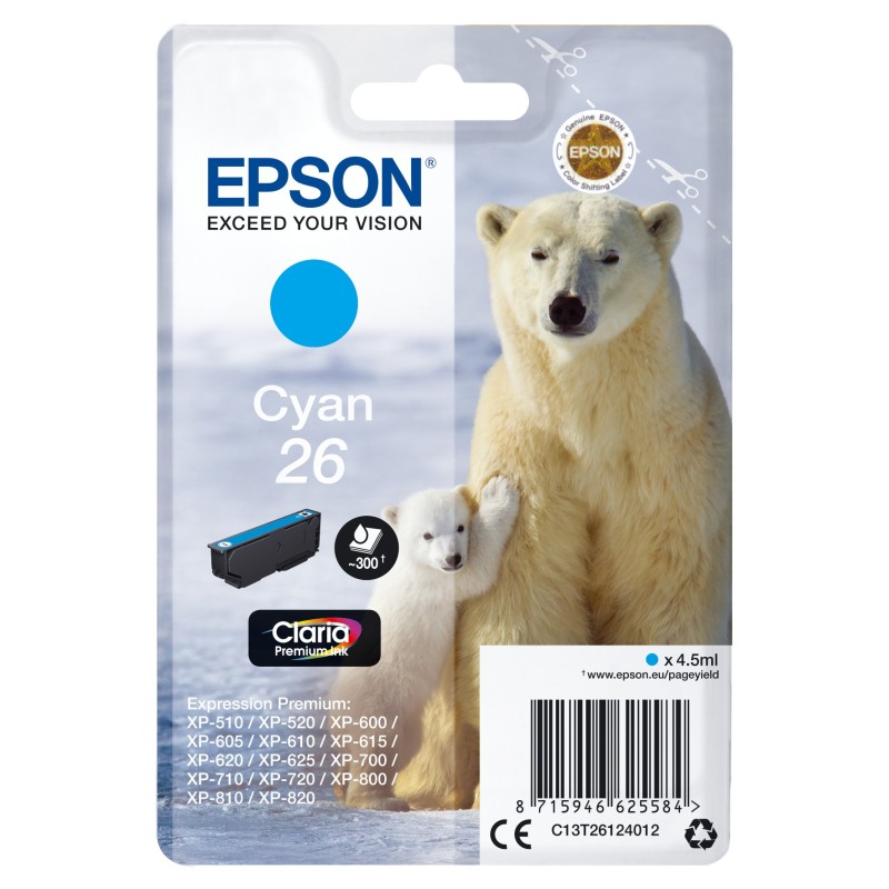 Epson Polar bear C13T26124012 ink cartridge 1 pc(s) Original Standard Yield Cyan