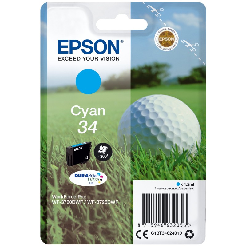 Epson Golf ball C13T34624010 ink cartridge 1 pc(s) Original Standard Yield Cyan