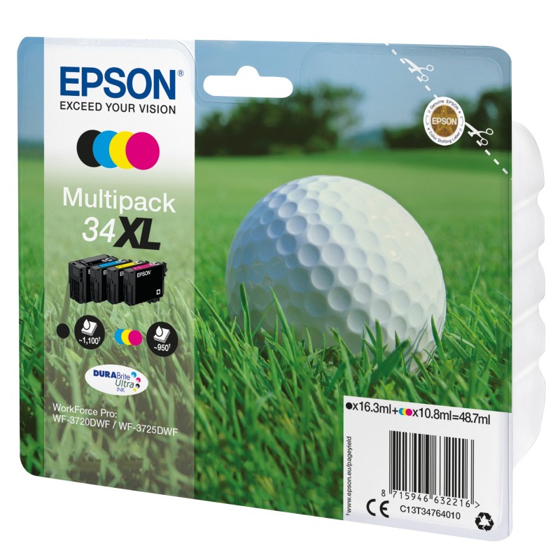 Epson Golf ball C13T34764010 ink cartridge 1 pc(s) Original High (XL) Yield Black, Cyan, Magenta, Yellow