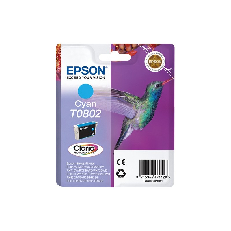 Epson Hummingbird T0802 ink cartridge 1 pc(s) Original Cyan