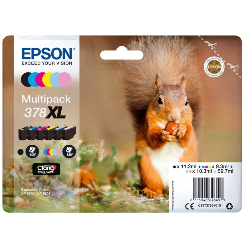 Epson Squirrel 378XL ink cartridge 1 pc(s) Original High (XL) Yield Black, Cyan, Light Cyan, Magenta, Light magenta, Yellow