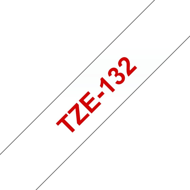 TZe-132 - Rot auf durchsichtig - Rolle (1,2 cm x 8 m)