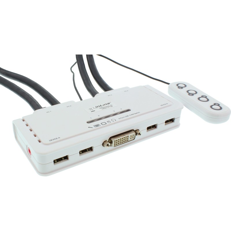 KVM Switch - 4-fach - DVI-D - USB - mit Audio - integr. Kabel